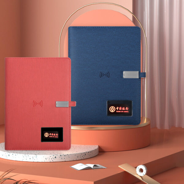High quality gifts VIP gifts power bank notebook with light up log gift box and bag - Image 2