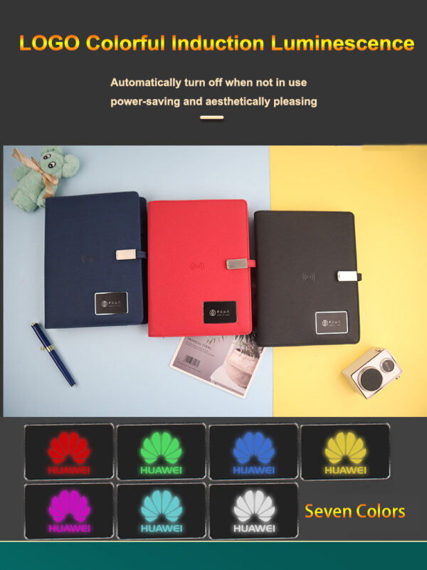High quality gifts VIP gifts power bank notebook with light up log gift box and bag - Image 4