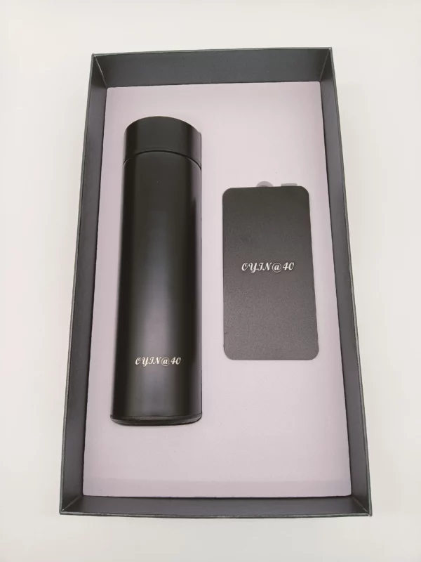 Corporate gift sets with box Vacuum cup + power bank - Image 2