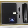 Executive Power Bank Notebook (8000mAh, 7-Color Light-Up Logo, 5W Wireless Charger, 16GB USB), Metal Pen & Stainless Steel Bottle Gift Set - Image 4