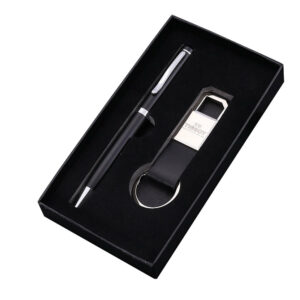 Small cheap gift sets with box pen + keychain
