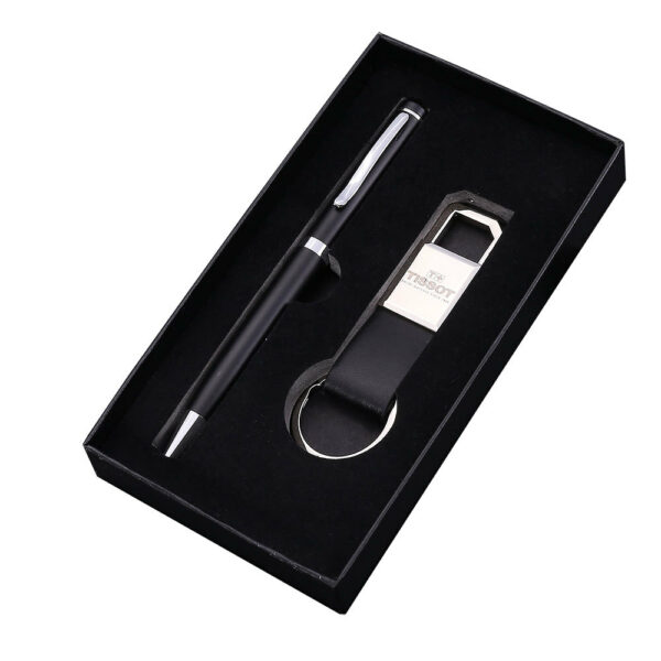 Small cheap gift sets with box pen + keychain