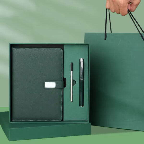 Round buckle notebook + pen gift set 2 in 1 with gift box and bag - Image 2
