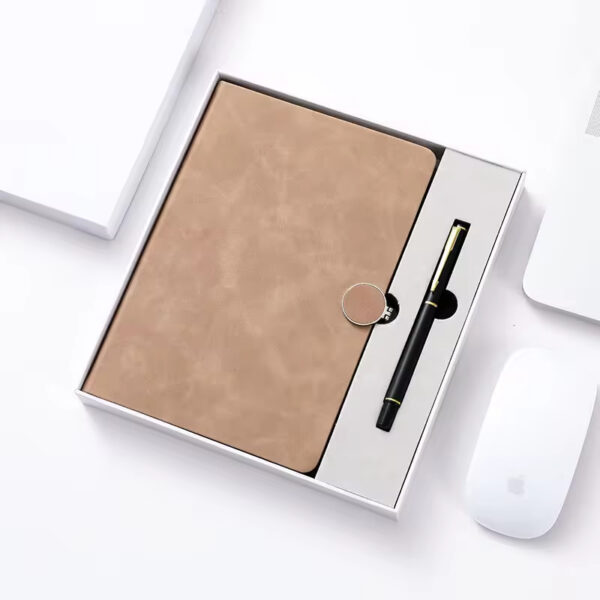 Round buckle notebook + pen gift set 2 in 1 with gift box and bag - Image 3