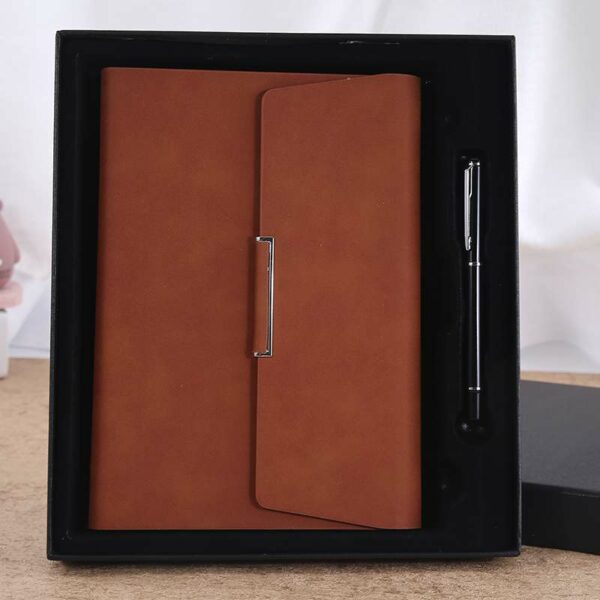 Round buckle notebook + pen gift set 2 in 1 with gift box and bag - Image 2