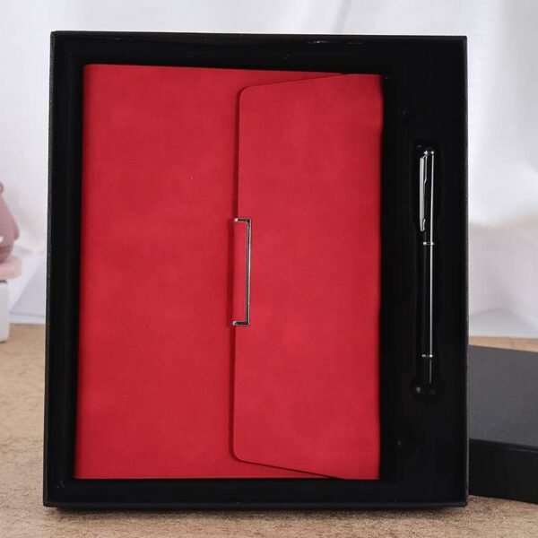 Round buckle notebook + pen gift set 2 in 1 with gift box and bag - Image 3
