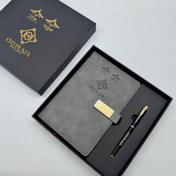 A5 perfect binding notebook + pen gift set 2 in 1 with gift box and bag - Image 2