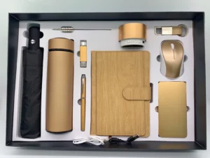 Premium Executive & Tech Gift Set: 304 SS Bottle, Automatic Umbrella, Metal Pen, 16GB Type-C/PC USB, 10000mAh Power Bank, Bookmark, Wireless Mouse, PU/Metal Keychain & A5 Notebook with Box & Bag