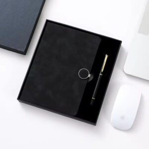 Round buckle notebook + pen gift set 2 in 1 with gift box and bag