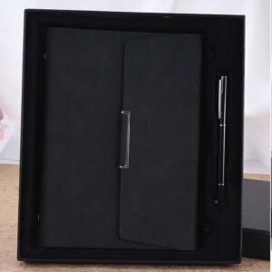 Round buckle notebook + pen gift set 2 in 1 with gift box and bag