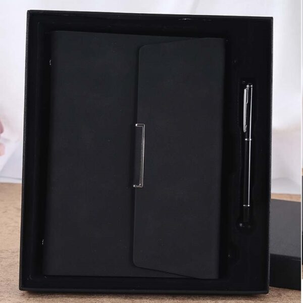 Round buckle notebook + pen gift set 2 in 1 with gift box and bag
