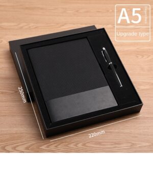Round buckle notebook + pen gift set 2 in 1 with gift box and bag