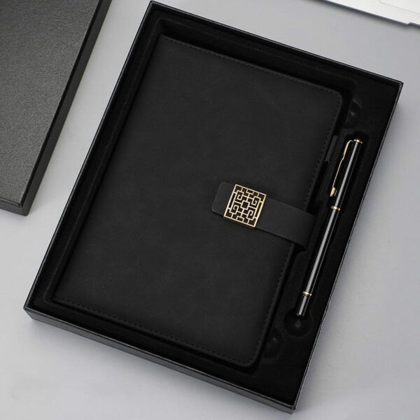 Round buckle notebook + pen gift set 2 in 1 with gift box and bag