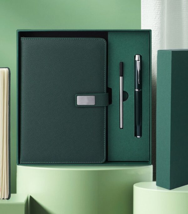 Round buckle notebook + pen gift set 2 in 1 with gift box and bag - Image 3