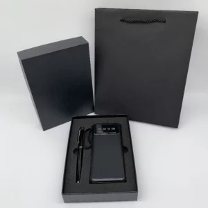 Simple power bank + metal pen gift sets promotiontial gifts