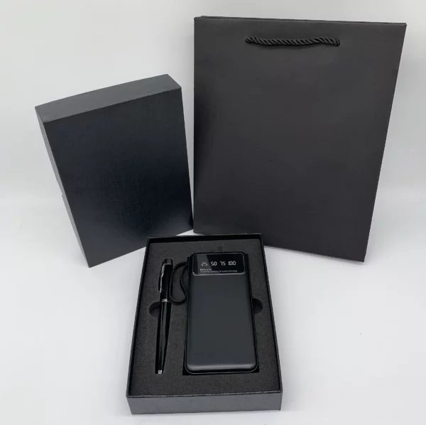 Simple power bank + metal pen gift sets promotiontial gifts