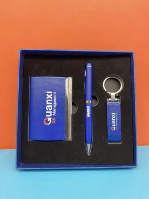 Stylish Black/Blue/Gray PU & Metal Card Holder, Pen & 16GB USB Drive Executive Gift Box Set