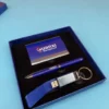 Stylish Black/Blue/Gray PU & Metal Card Holder, Pen & 16GB USB Drive Executive Gift Box Set - Image 2
