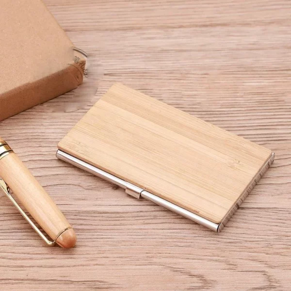 Eco-Friendly Bamboo Keychain, Pen & Card Holder Sustainable Gift Box Set - Image 7