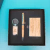 Eco-Friendly Bamboo Keychain, Pen & Card Holder Sustainable Gift Box Set - Image 3