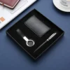 Sophisticated Black/Blue/Gray PU & Metal Card Holder, Metal Pen & 16GB USB Drive Business Gift Box Set