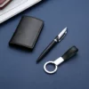 Sophisticated Black/Blue/Gray PU & Metal Card Holder, Metal Pen & 16GB USB Drive Business Gift Box Set - Image 4