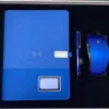 Executive Power Bank Notebook (8000mAh, 7-Color Light-Up Logo, 5W Wireless Charger, 16GB USB), Metal Pen & Wireless Mouse Gift Set
