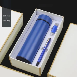 Premium 304 Stainless Steel Bottle, Metal Pen & 16GB USB Drive Gift Set (Blue/Red/Black/Gold/Silver) with Box & Bag