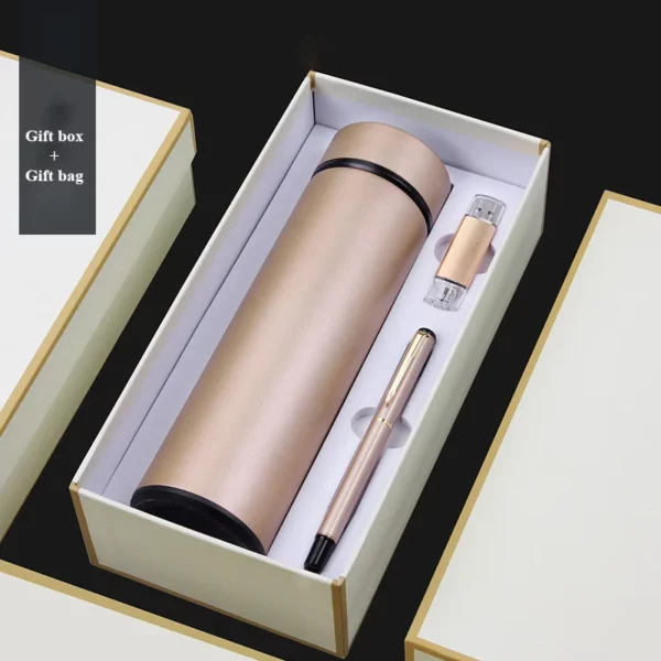 Premium 304 Stainless Steel Bottle, Metal Pen & 16GB USB Drive Gift Set (Blue/Red/Black/Gold/Silver) with Box & Bag - Image 4