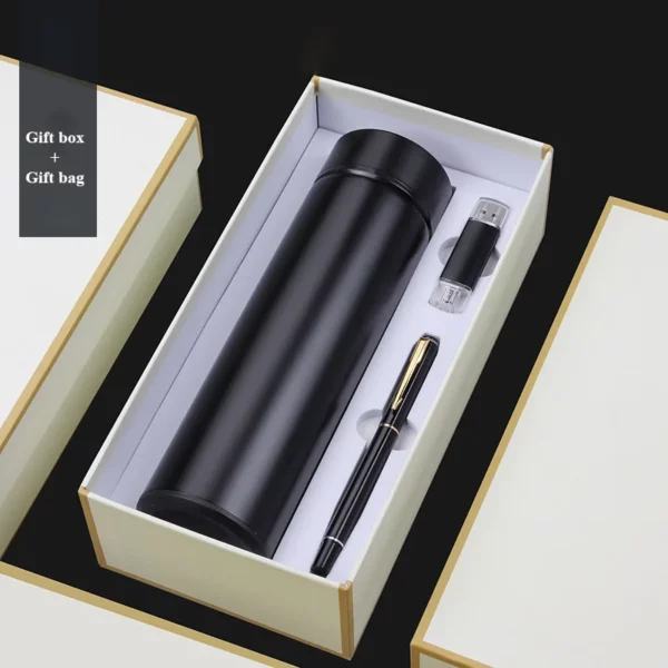 Premium 304 Stainless Steel Bottle, Metal Pen & 16GB USB Drive Gift Set (Blue/Red/Black/Gold/Silver) with Box & Bag - Image 3