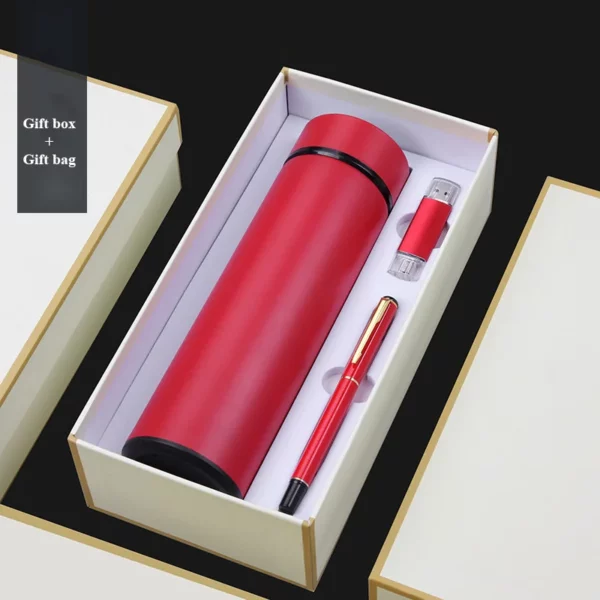 Premium 304 Stainless Steel Bottle, Metal Pen & 16GB USB Drive Gift Set (Blue/Red/Black/Gold/Silver) with Box & Bag - Image 2