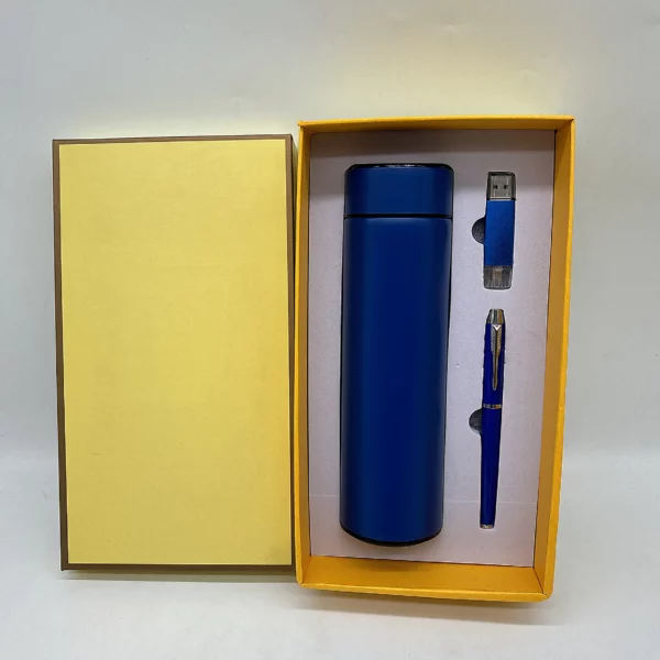 Premium 304 Stainless Steel Bottle, Metal Pen & 16GB USB Drive Gift Set (Blue/Red/Black/Gold/Silver) with Box & Bag - Image 5