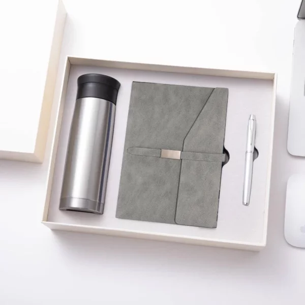 Professional 304 Stainless Steel Bottle, A5 Notebook & Metal Pen Gift Set (Black/Blue/Green) with Box & Bag