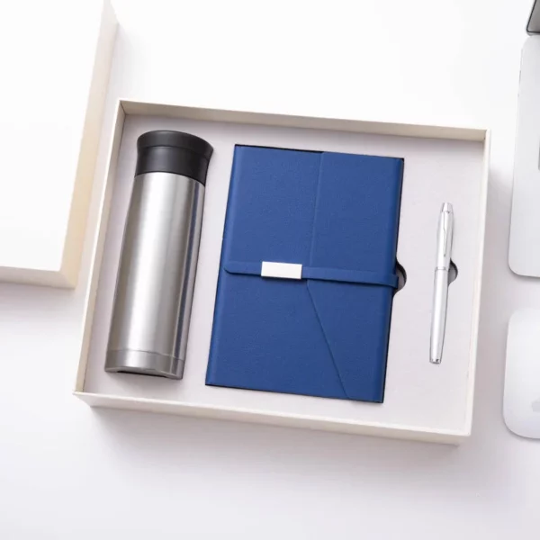 Professional 304 Stainless Steel Bottle, A5 Notebook & Metal Pen Gift Set (Black/Blue/Green) with Box & Bag - Image 4