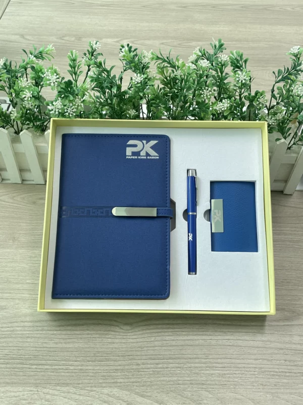 Elegant A5 Notebook, PU & Metal Card Holder & Metal Pen Business Gift Set with Box & Bag - Image 2