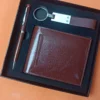 Stylish Metal & PU Keychain, Metal Pen & PU Wallet Gift Box Set - Image 3