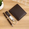 Stylish Metal & PU Keychain, Metal Pen & PU Wallet Gift Box Set - Image 7