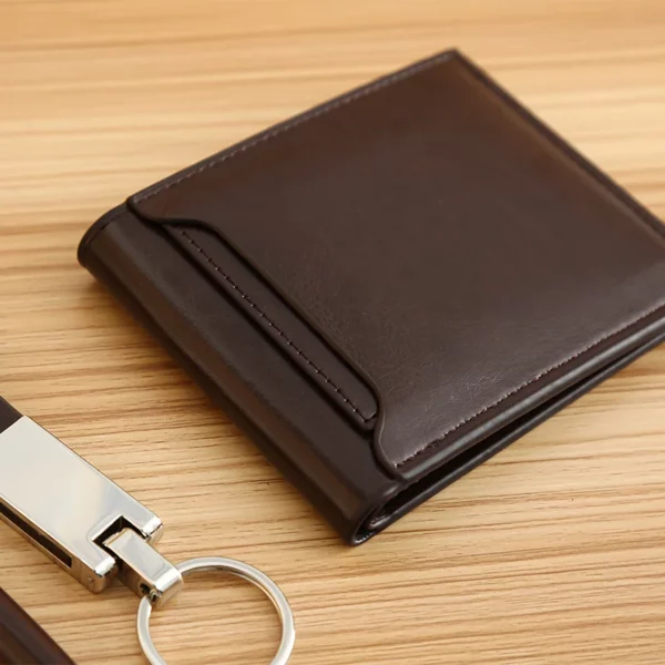 Stylish Metal & PU Keychain, Metal Pen & PU Wallet Gift Box Set - Image 8