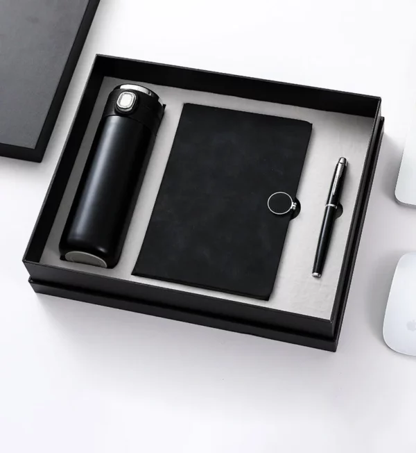 Convenient One-Click Bottle, A5 Perfect Binding Notebook & Metal Pen Gift Set with Box & Bag