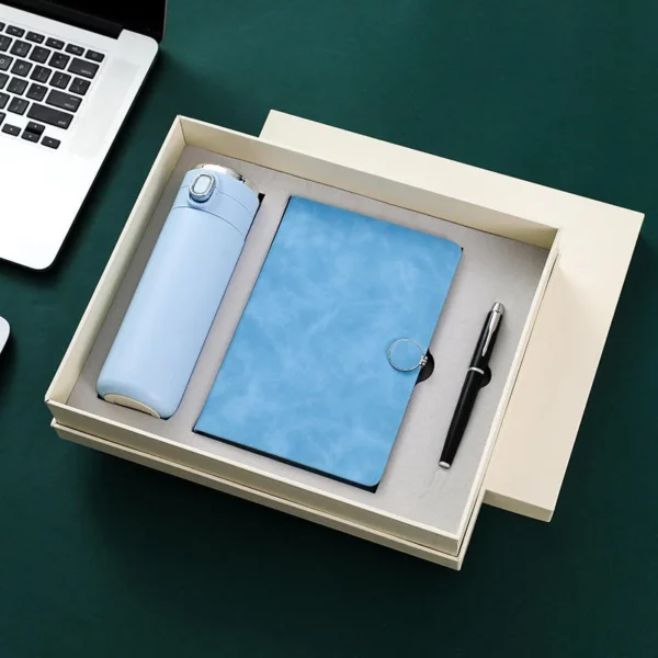 Convenient One-Click Bottle, A5 Perfect Binding Notebook & Metal Pen Gift Set with Box & Bag - Image 2
