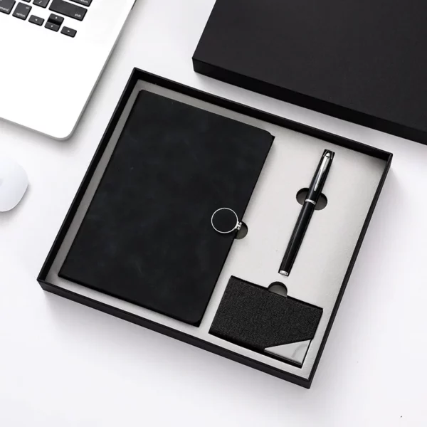 A5 Notebook, Metal Pen & PU Card Holder Professional Gift Set with Box & Bag