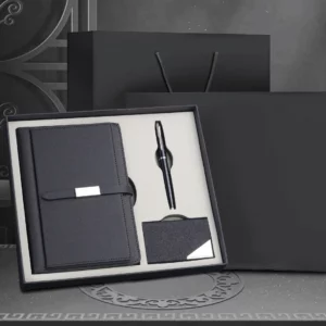A5 Notebook, Metal Pen & PU Card Holder Professional Gift Set with Box & Bag