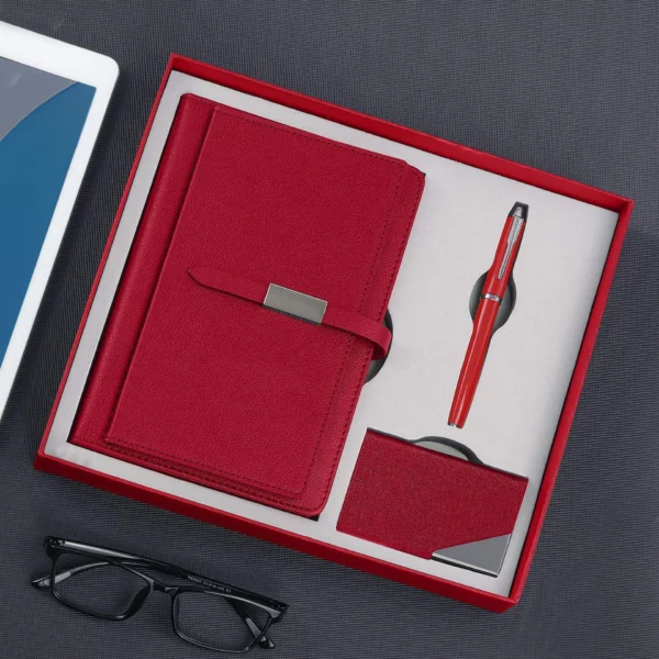 A5 Notebook, Metal Pen & PU Card Holder Professional Gift Set with Box & Bag - Image 5