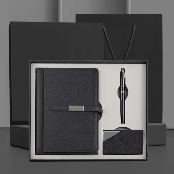 A5 Notebook, Metal Pen & PU Card Holder Professional Gift Set with Box & Bag - Image 2