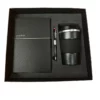Black Stainless Steel Coffee Cup, A5 Notebook & Metal Pen Executive Gift Set with Box & Bag