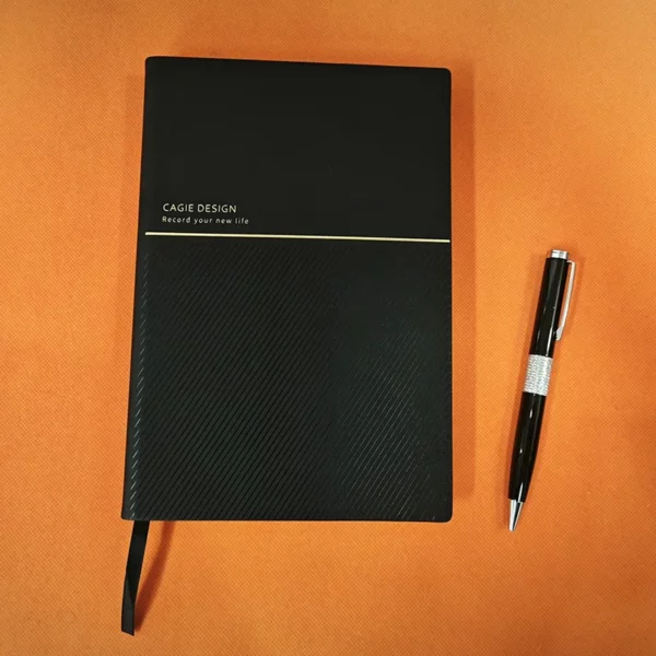 Black Stainless Steel Coffee Cup, A5 Notebook & Metal Pen Executive Gift Set with Box & Bag - Image 3