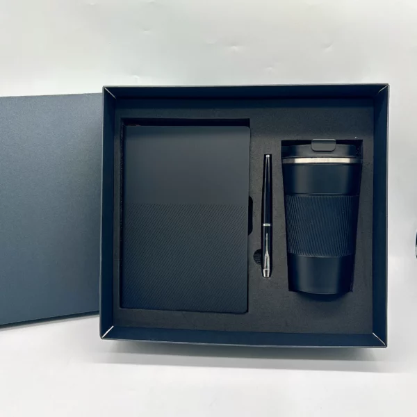 Black Stainless Steel Coffee Cup, A5 Notebook & Metal Pen Executive Gift Set with Box & Bag - Image 8