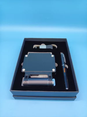 Innovative Phone Holder Speaker, PU & Metal Keychain & Metal Pen Tech Gift Set with Box & Bag