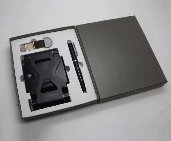 Innovative Phone Holder Speaker, PU & Metal Keychain & Metal Pen Tech Gift Set with Box & Bag - Image 6