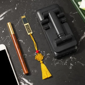 Convenient Power Bank with Phone Holder, Wood Pen & 16GB USB Drive Tech Gift Set with Box & Bag